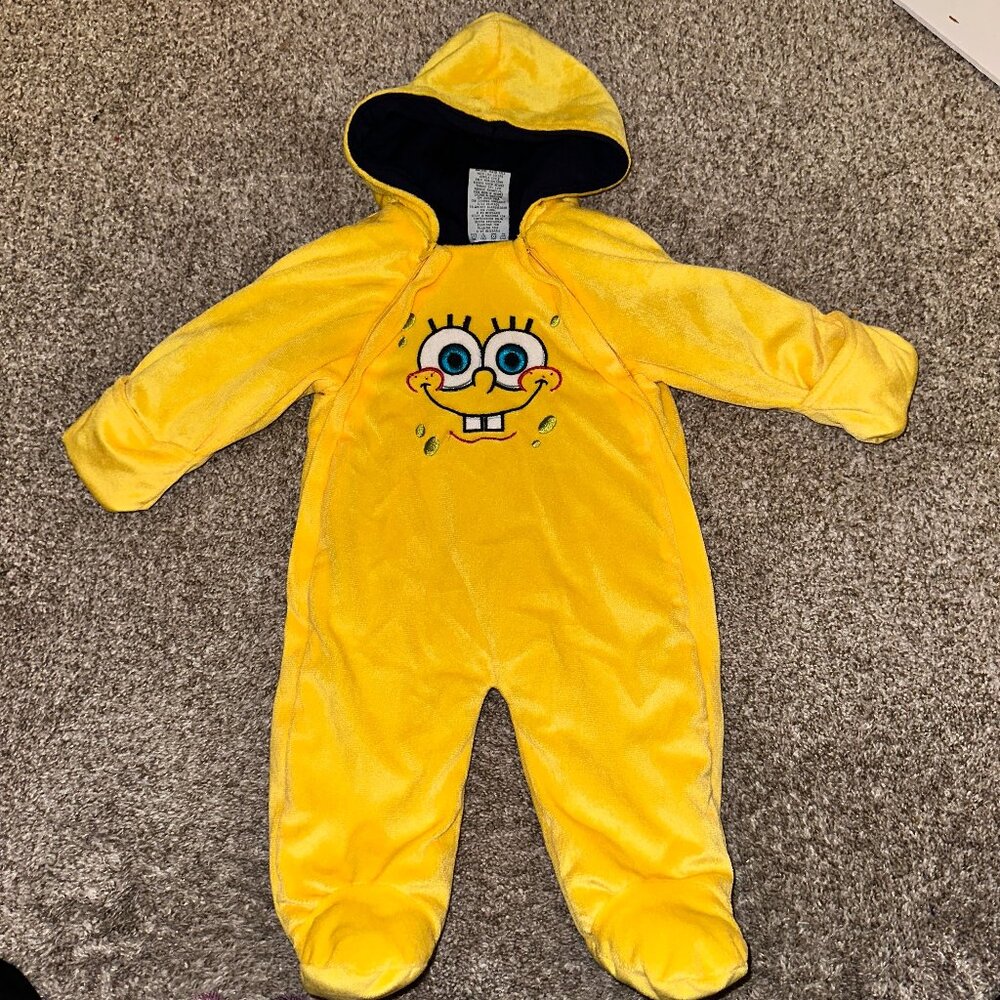 Nickelodeon SpongeBob Infant Coat Snowsuit – Plush Full Body Zip – 6-9 Months